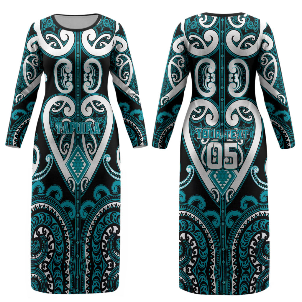 Custom Aotearoa Tapuika Couples Matching Long Sleeve Bodycon Dress and Hawaiian Shirt Maori Tribal Pattern LT05 - Polynesian Pride
