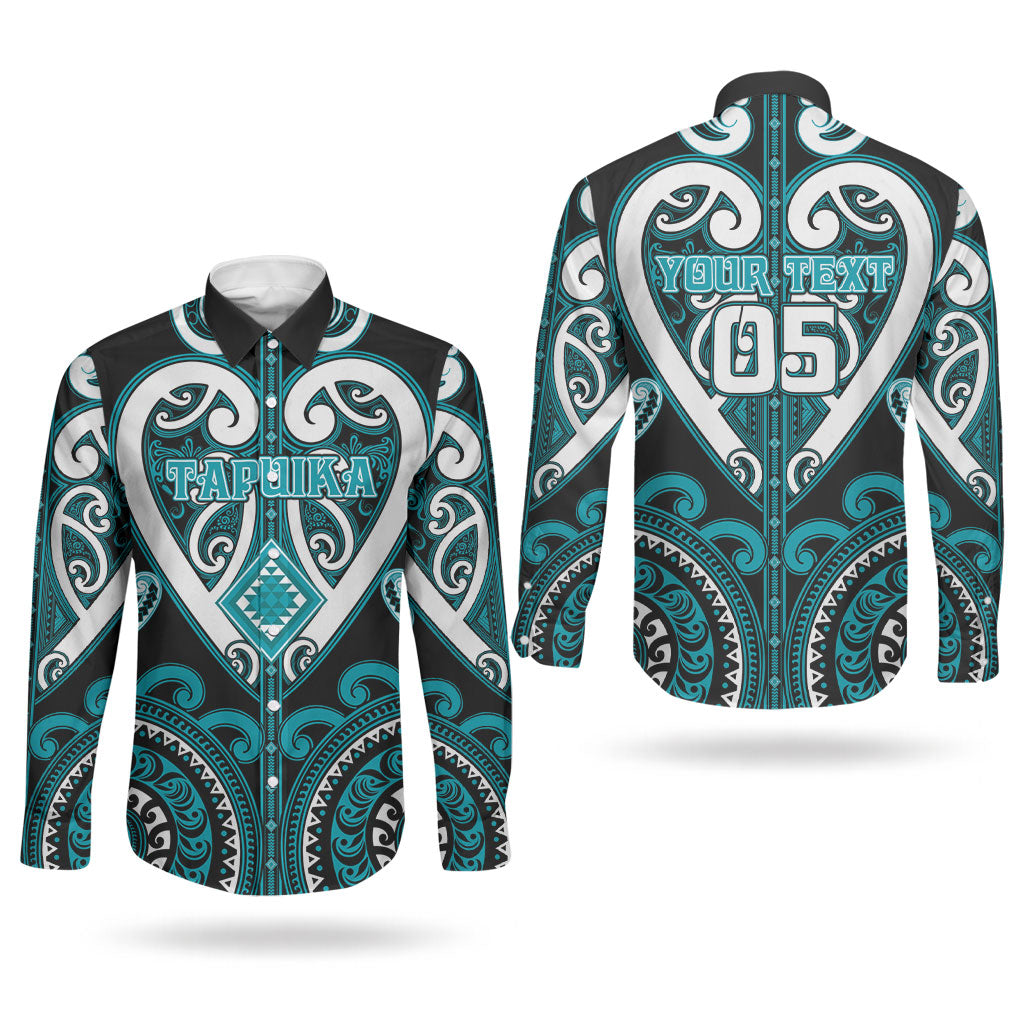 Custom Aotearoa Tapuika Couples Matching Off Shoulder Maxi Dress and Long Sleeve Button Shirt Maori Tribal Pattern LT05 - Polynesian Pride