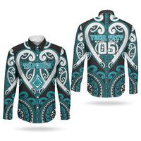 Custom Aotearoa Tapuika Couples Matching Off Shoulder Maxi Dress and Long Sleeve Button Shirt Maori Tribal Pattern LT05 - Polynesian Pride