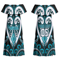 Custom Aotearoa Tapuika Couples Matching Off Shoulder Maxi Dress and Long Sleeve Button Shirt Maori Tribal Pattern LT05 - Polynesian Pride