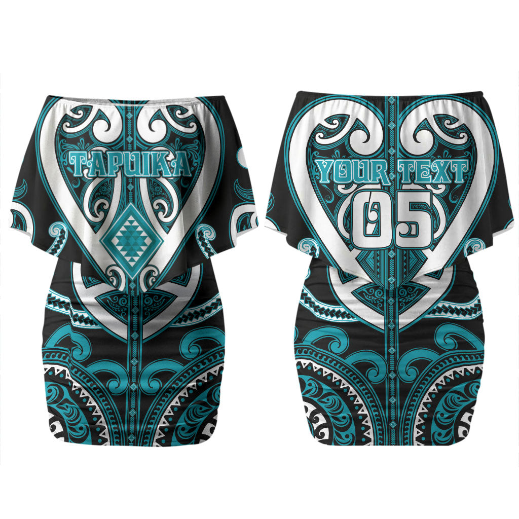 Custom Aotearoa Tapuika Couples Matching Off Shoulder Short Dress and Long Sleeve Button Shirt Maori Tribal Pattern LT05 - Polynesian Pride