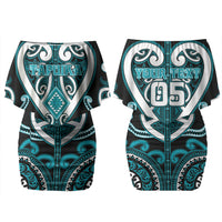 Custom Aotearoa Tapuika Couples Matching Off Shoulder Short Dress and Long Sleeve Button Shirt Maori Tribal Pattern LT05 - Polynesian Pride