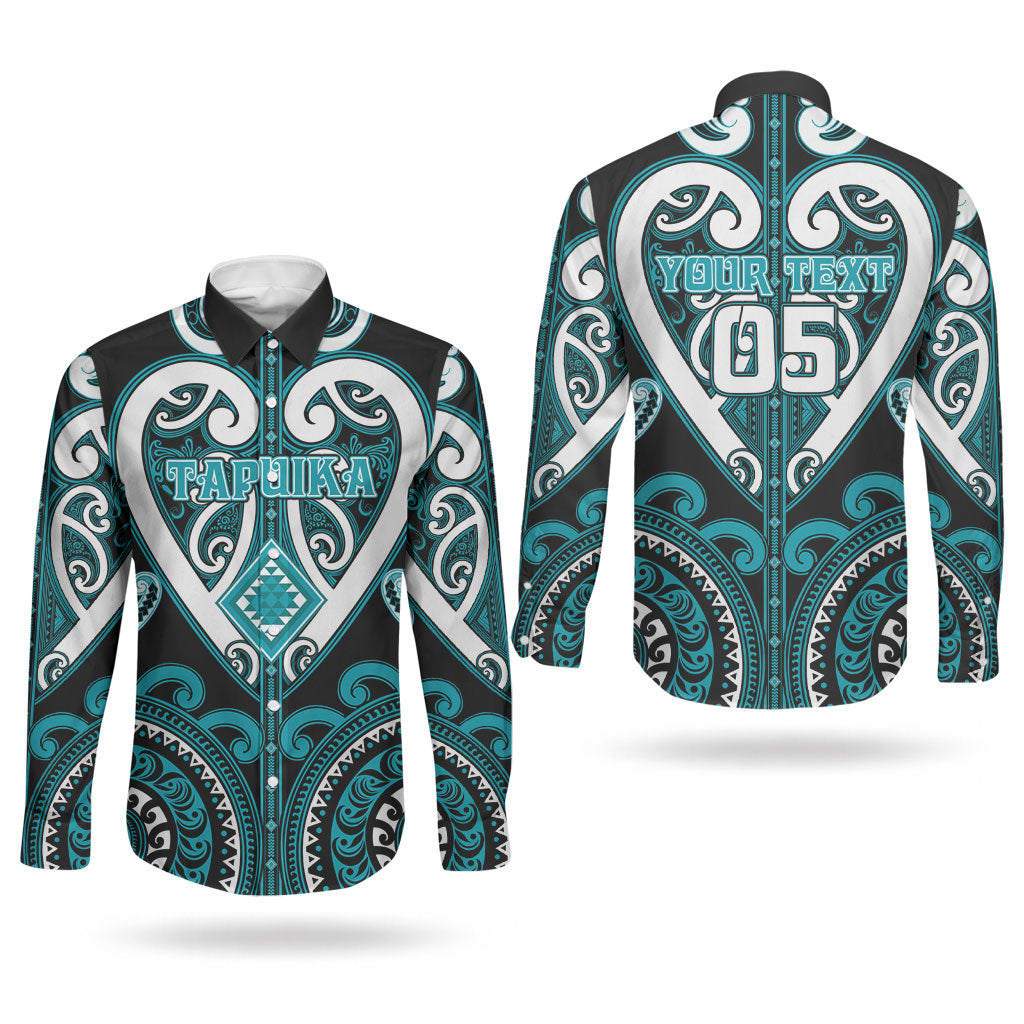 Custom Aotearoa Tapuika Couples Matching Summer Maxi Dress and Long Sleeve Button Shirt Maori Tribal Pattern LT05 - Polynesian Pride