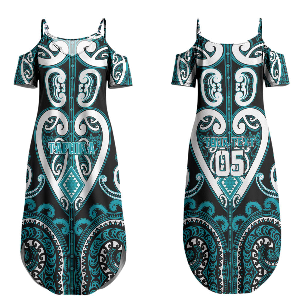 Custom Aotearoa Tapuika Couples Matching Summer Maxi Dress and Long Sleeve Button Shirt Maori Tribal Pattern LT05 - Polynesian Pride