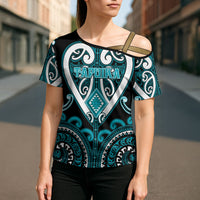 Custom Aotearoa Tapuika Cross Shoulder Shirt Maori Tribal Pattern LT05 - Polynesian Pride