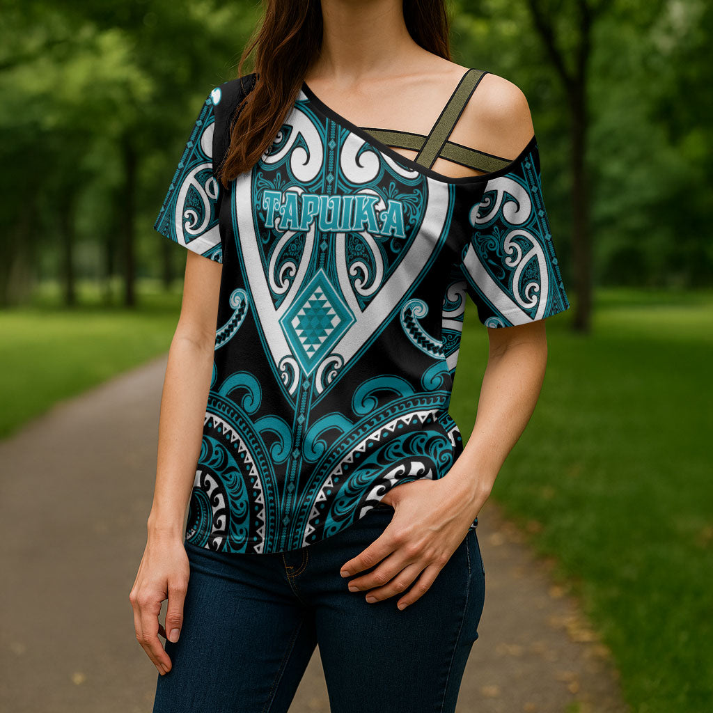 Custom Aotearoa Tapuika Cross Shoulder Shirt Maori Tribal Pattern LT05 - Polynesian Pride