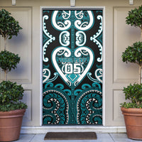 Custom Aotearoa Tapuika Door Cover Maori Tribal Pattern LT05 Teal - Polynesian Pride