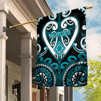 Aotearoa Tapuika Garden Flag Maori Tribal Pattern LT05 House Flag Teal - Polynesian Pride