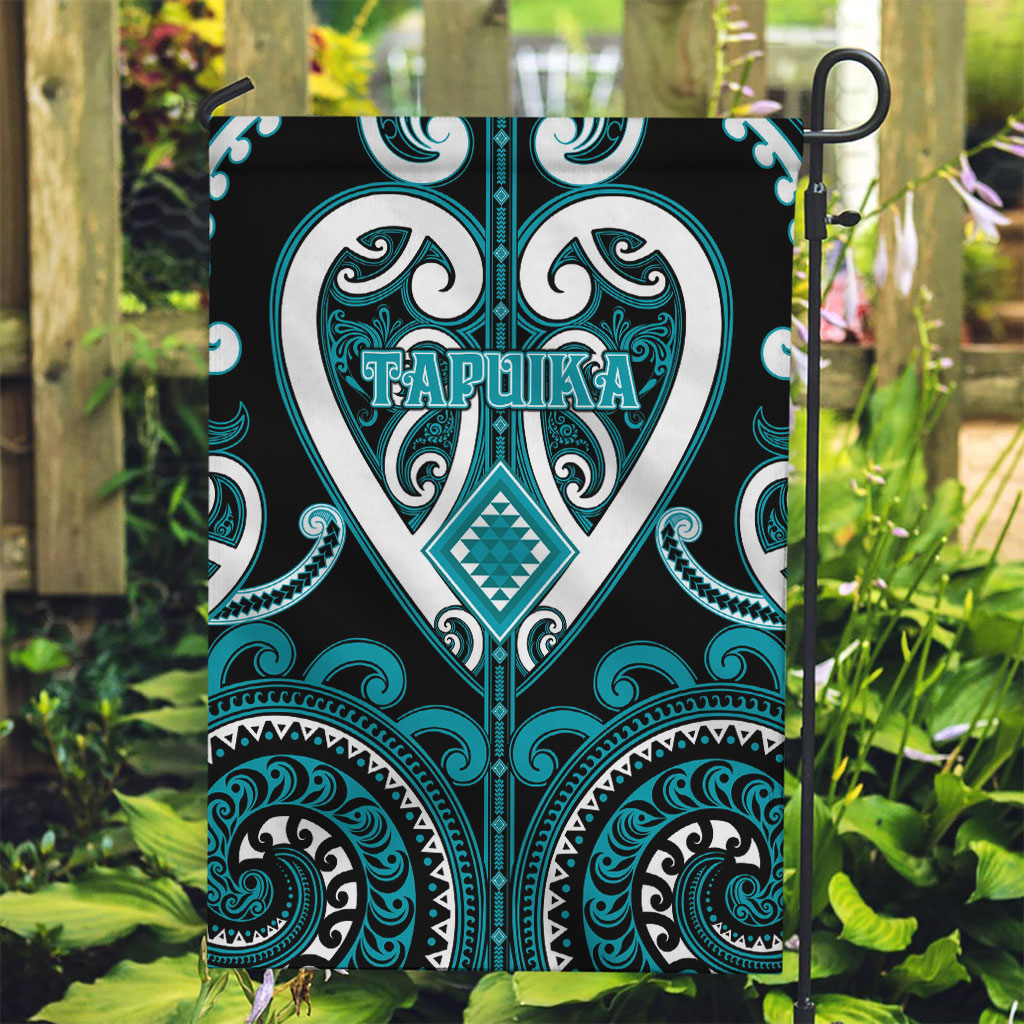 Aotearoa Tapuika Garden Flag Maori Tribal Pattern LT05 Garden Flag Teal - Polynesian Pride