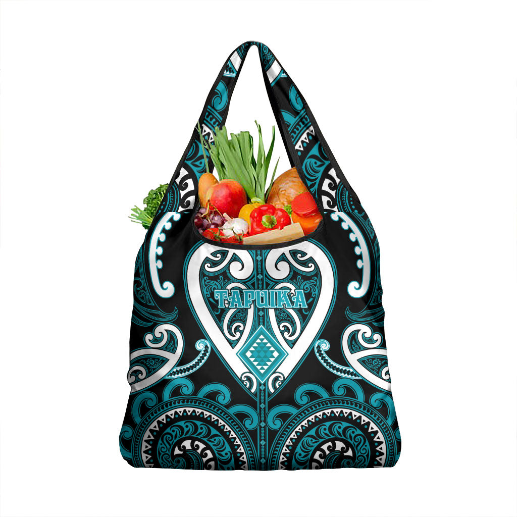 Aotearoa Tapuika Grocery Bag Maori Tribal Pattern LT05 1-pack One Size Teal - Polynesian Pride
