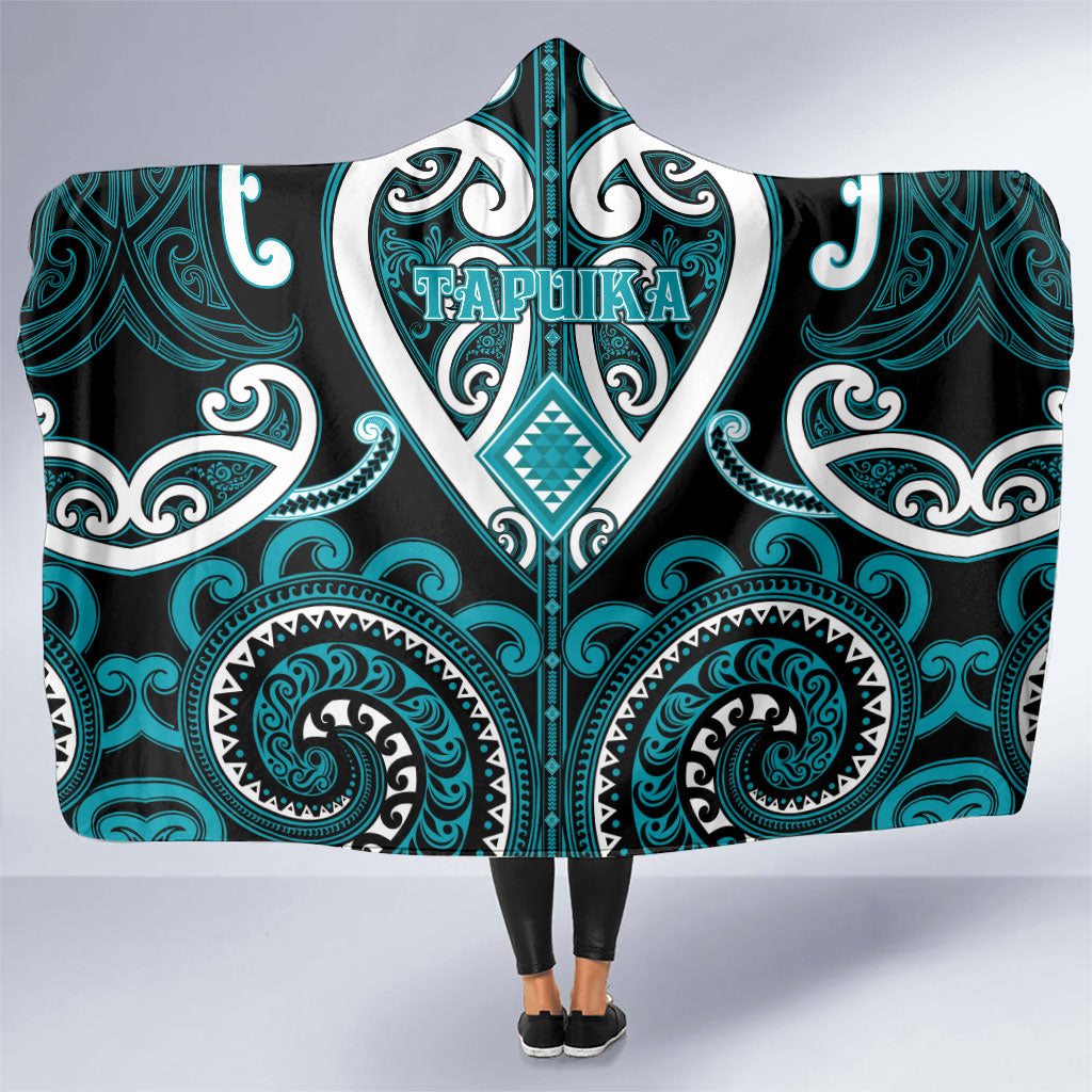 Aotearoa Tapuika Hooded Blanket Maori Tribal Pattern LT05 One Size Teal - Polynesian Pride