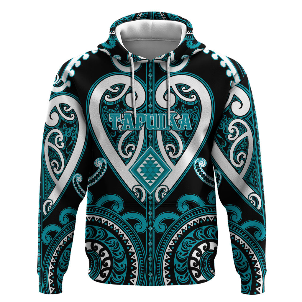 Custom Aotearoa Tapuika Hoodie Maori Tribal Pattern LT05 Pullover Hoodie Teal - Polynesian Pride