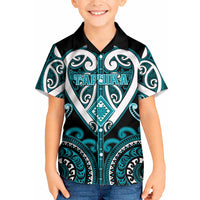 Custom Aotearoa Tapuika Kid Hawaiian Shirt Maori Tribal Pattern LT05 Kid Teal - Polynesian Pride