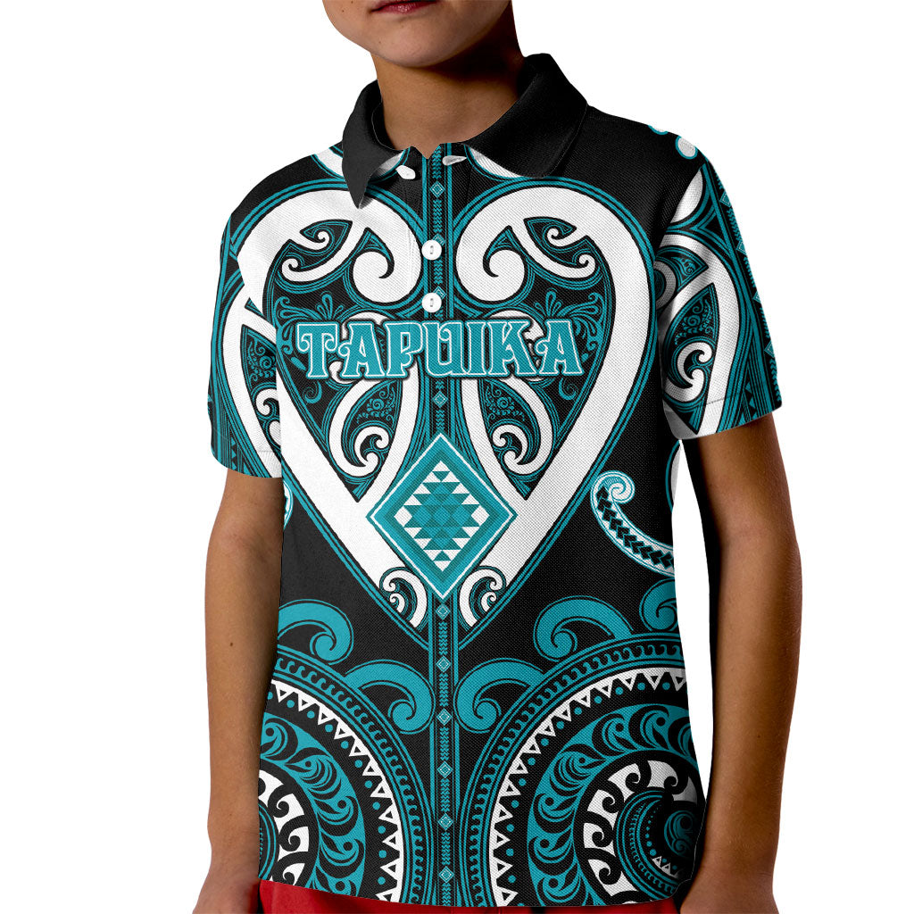 Custom Aotearoa Tapuika Kid Polo Shirt Maori Tribal Pattern LT05 Kid Teal - Polynesian Pride