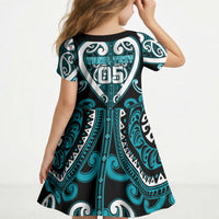 Custom Aotearoa Tapuika Kid Short Sleeve Dress Maori Tribal Pattern LT05 - Polynesian Pride