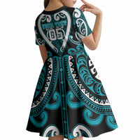 Custom Aotearoa Tapuika Kid Short Sleeve Dress Maori Tribal Pattern LT05 - Polynesian Pride