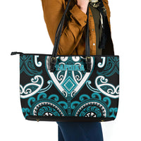 Aotearoa Tapuika Leather Tote Bag Maori Tribal Pattern LT05 - Polynesian Pride