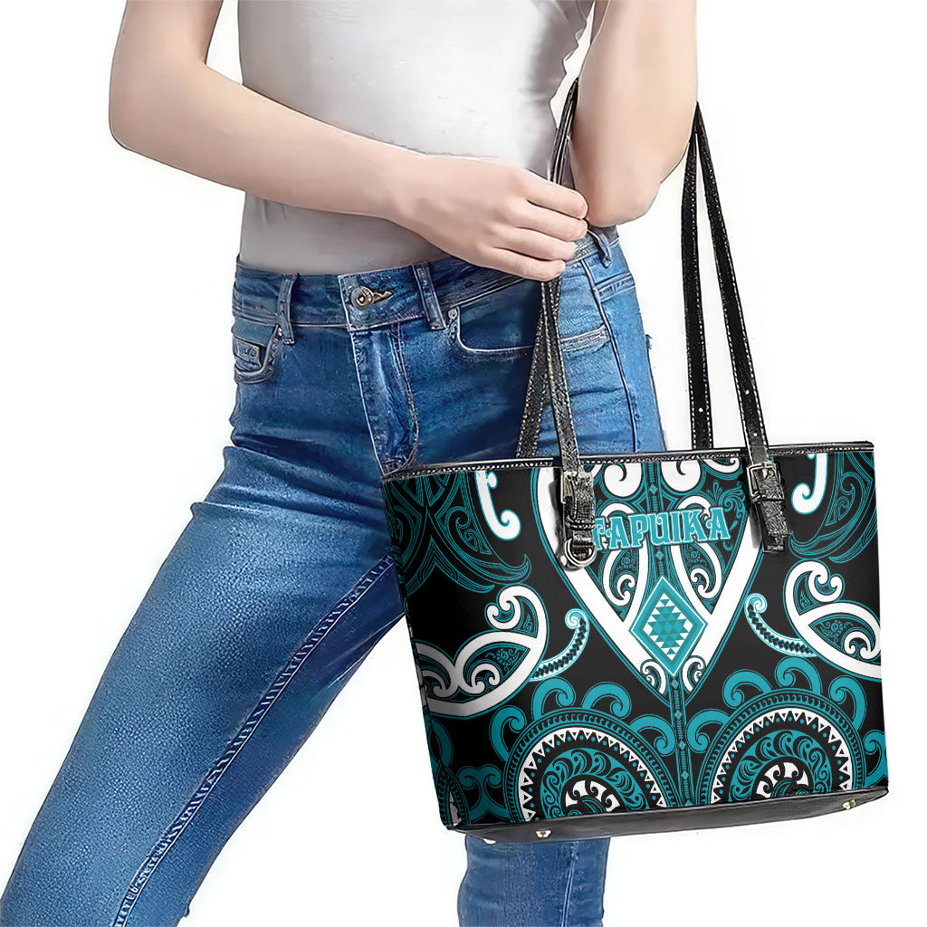 Aotearoa Tapuika Leather Tote Bag Maori Tribal Pattern LT05 - Polynesian Pride