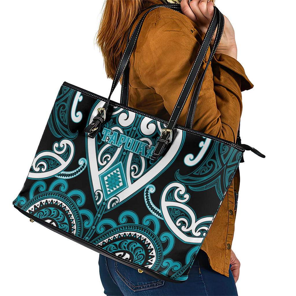 Aotearoa Tapuika Leather Tote Bag Maori Tribal Pattern LT05 - Polynesian Pride