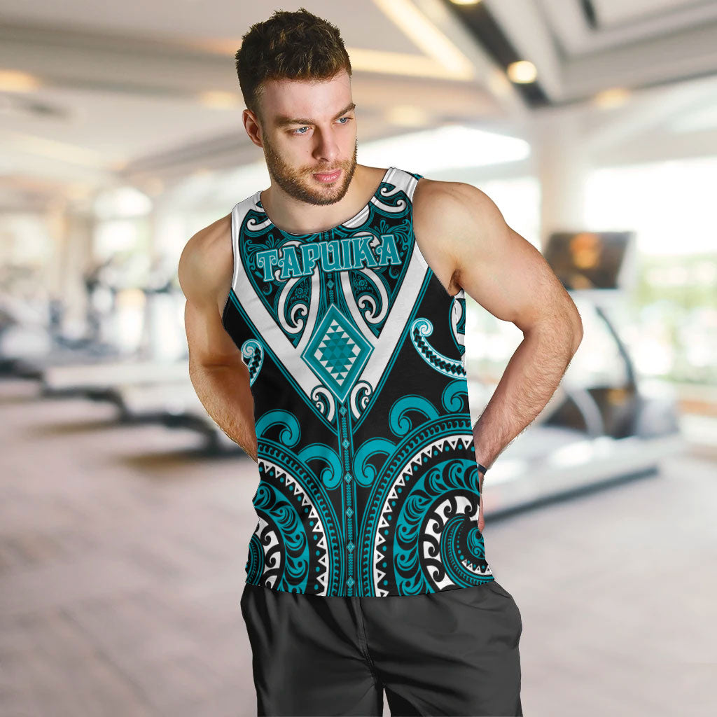 Custom Aotearoa Tapuika Men Tank Top Maori Tribal Pattern LT05 Teal - Polynesian Pride