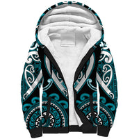 Custom Aotearoa Tapuika Sherpa Hoodie Maori Tribal Pattern LT05 Unisex Teal - Polynesian Pride