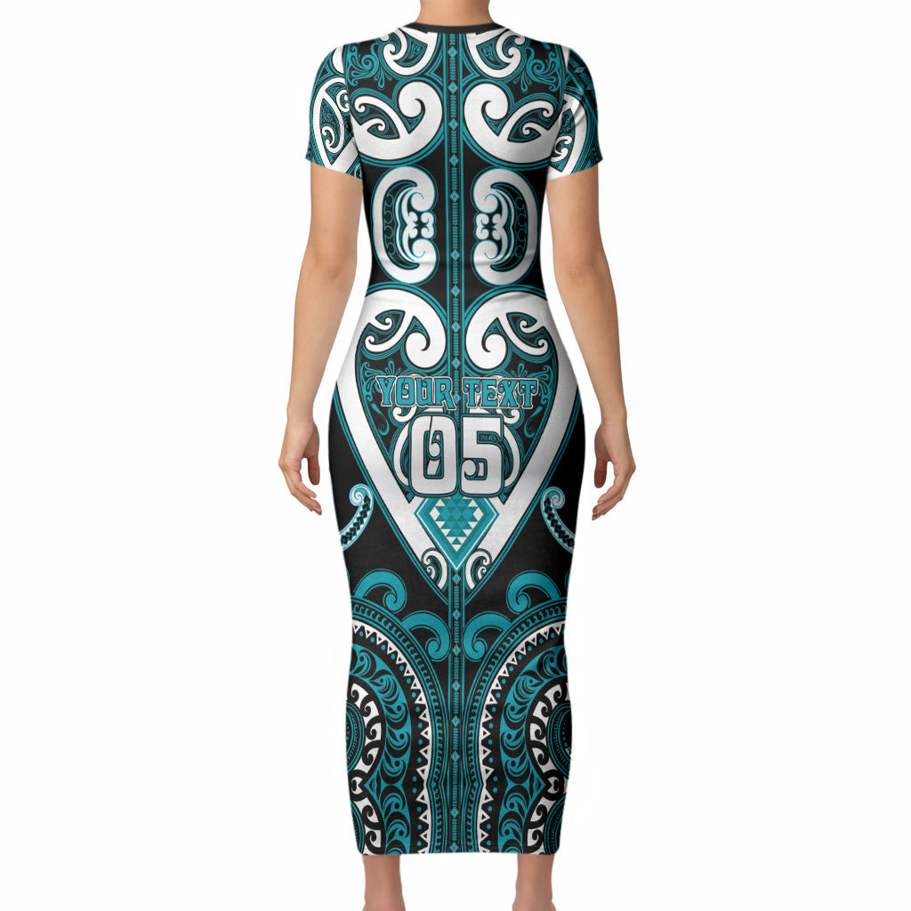 Custom Aotearoa Tapuika Short Sleeve Bodycon Dress Maori Tribal Pattern LT05 - Polynesian Pride