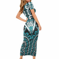 Custom Aotearoa Tapuika Short Sleeve Bodycon Dress Maori Tribal Pattern LT05 - Polynesian Pride