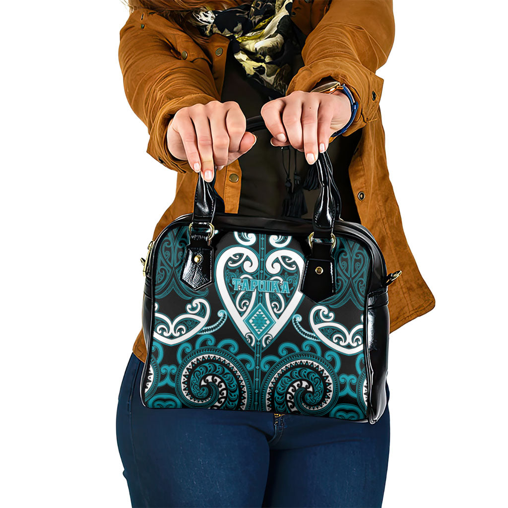 Aotearoa Tapuika Shoulder Handbag Maori Tribal Pattern LT05 One Size Teal - Polynesian Pride
