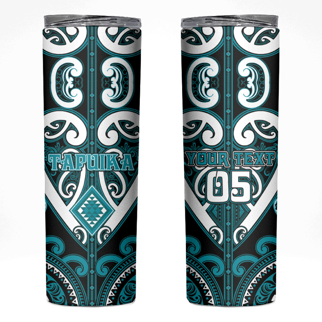 Custom Aotearoa Tapuika Skinny Tumbler Maori Tribal Pattern LT05 Teal - Polynesian Pride