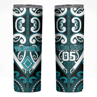 Custom Aotearoa Tapuika Skinny Tumbler Maori Tribal Pattern LT05 Teal - Polynesian Pride