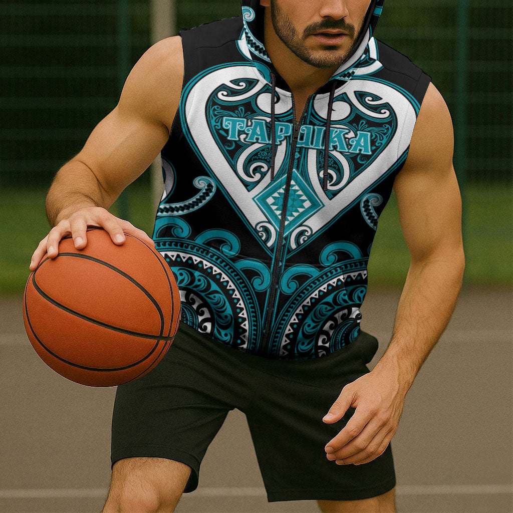 Custom Aotearoa Tapuika Sleeveless Zip Hoodie Maori Tribal Pattern LT05 - Polynesian Pride