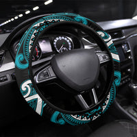 Aotearoa Tapuika Steering Wheel Cover Maori Tribal Pattern LT05 Universal Fit Teal - Polynesian Pride