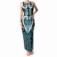 Custom Aotearoa Tapuika Tank Maxi Dress Maori Tribal Pattern LT05 Women Teal - Polynesian Pride