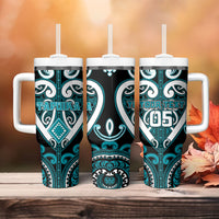 Custom Aotearoa Tapuika Tumbler With Handle Maori Tribal Pattern LT05 - Polynesian Pride