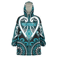 Custom Aotearoa Tapuika Wearable Blanket Hoodie Maori Tribal Pattern LT05 One Size Teal - Polynesian Pride