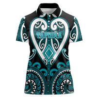 Custom Aotearoa Tapuika Women Polo Shirt Maori Tribal Pattern LT05 Female Teal - Polynesian Pride