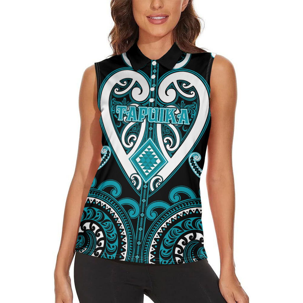 Custom Aotearoa Tapuika Women Sleeveless Polo Shirt Maori Tribal Pattern LT05 - Polynesian Pride