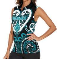 Custom Aotearoa Tapuika Women Sleeveless Polo Shirt Maori Tribal Pattern LT05 - Polynesian Pride