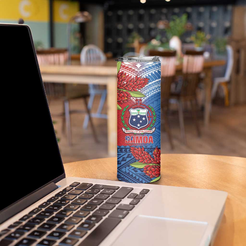 Personalised Samoa Skinny Tumbler Teuila Torch Ginger Mix Polynesian Tribal