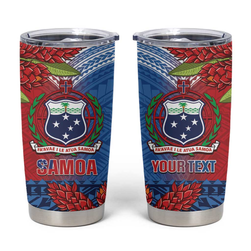 Personalised Samoa Tumbler Cup Teuila Torch Ginger Mix Polynesian Tribal LT05 Blue - Polynesian Pride