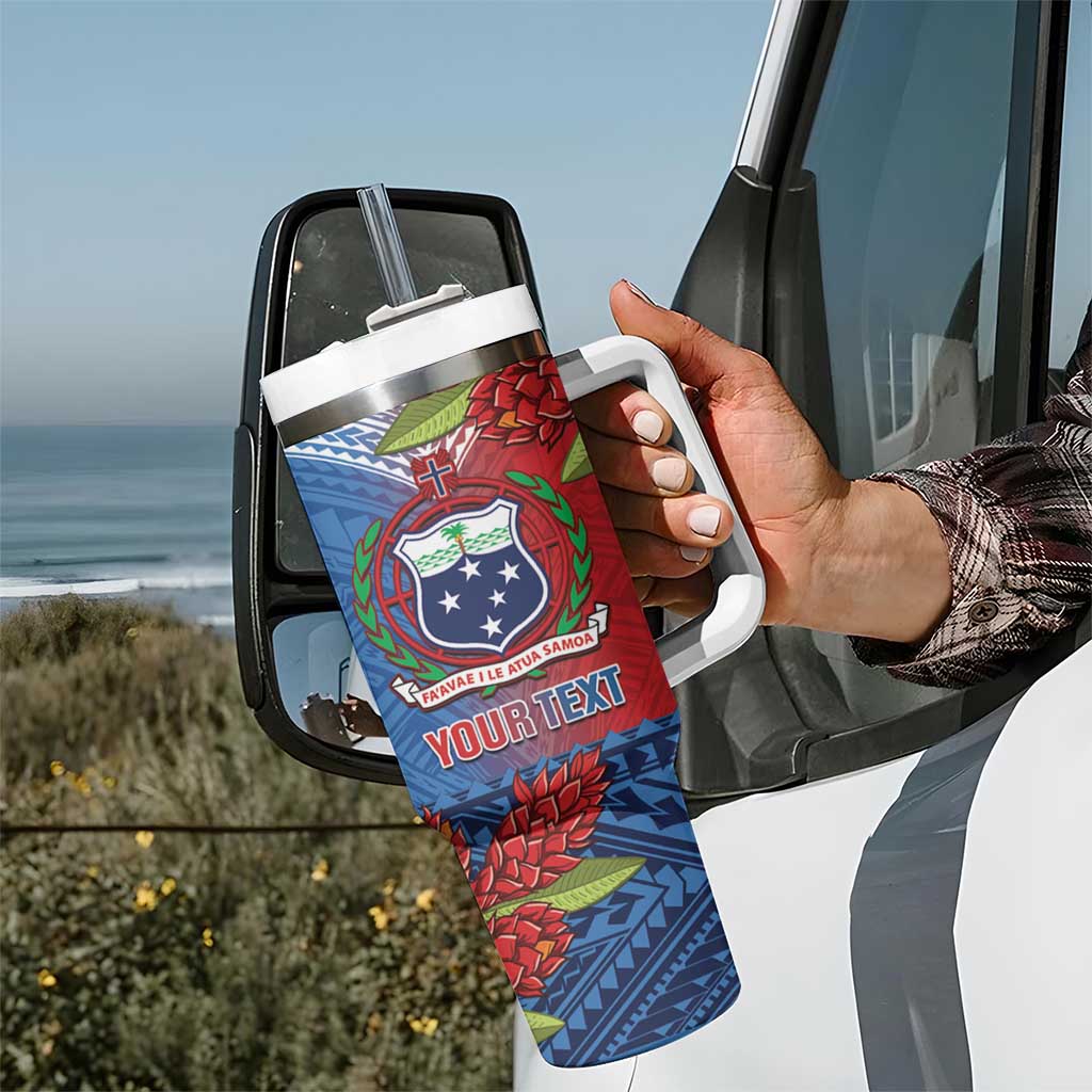 Personalised Samoa Tumbler With Handle Teuila Torch Ginger Mix Polynesian Tribal