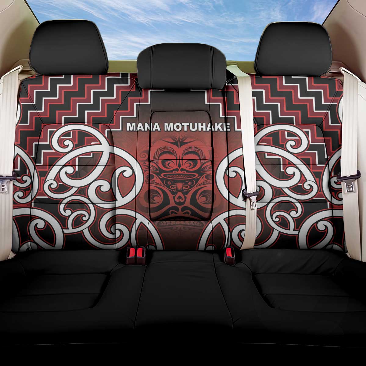 Aotearoa Mana Motuhake Back Car Seat Cover Poutama With Maori Pattern - Polynesian Pride