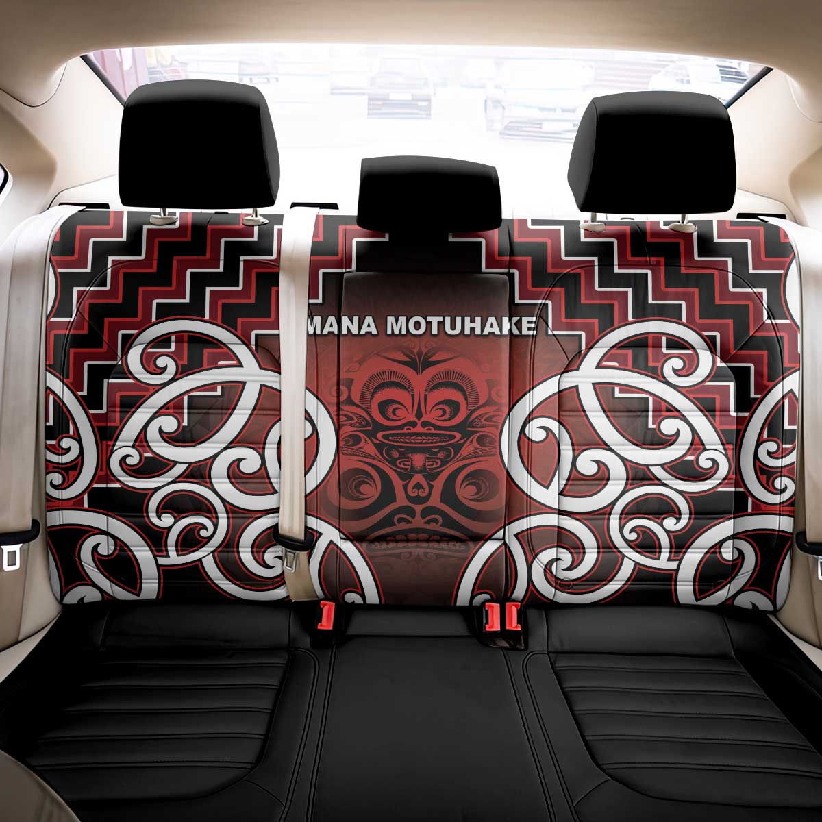 Aotearoa Mana Motuhake Back Car Seat Cover Poutama With Maori Pattern - Polynesian Pride