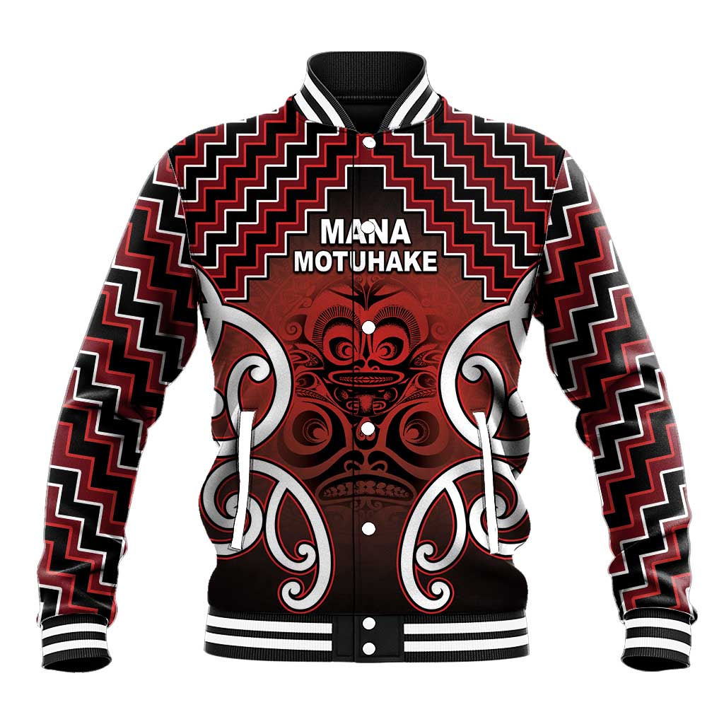 Personalised Aotearoa Mana Motuhake Baseball Jacket Poutama With Maori Pattern LT05 Unisex Red - Polynesian Pride