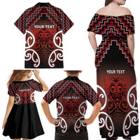 Personalised Aotearoa Mana Motuhake Family Matching Off Shoulder Maxi Dress and Hawaiian Shirt Poutama With Maori Pattern LT05 - Polynesian Pride