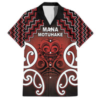 Personalised Aotearoa Mana Motuhake Family Matching Off Shoulder Maxi Dress and Hawaiian Shirt Poutama With Maori Pattern LT05 Dad's Shirt - Short Sleeve Red - Polynesian Pride
