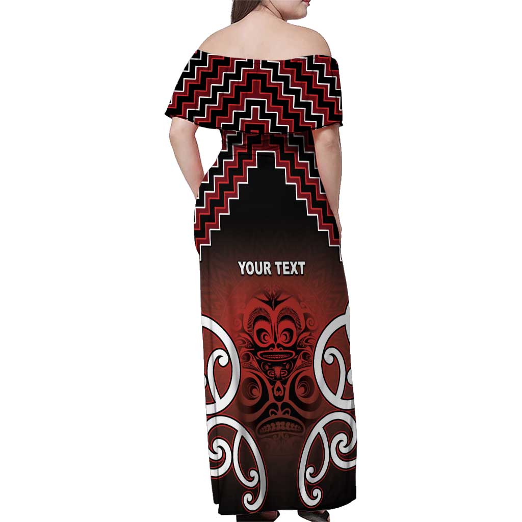 Personalised Aotearoa Mana Motuhake Family Matching Off Shoulder Maxi Dress and Hawaiian Shirt Poutama With Maori Pattern LT05 - Polynesian Pride