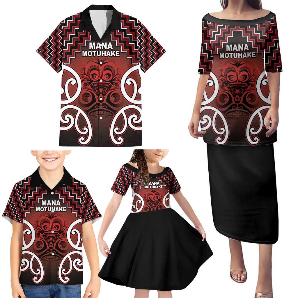 Personalised Aotearoa Mana Motuhake Family Matching Puletasi and Hawaiian Shirt Poutama With Maori Pattern LT05 - Polynesian Pride