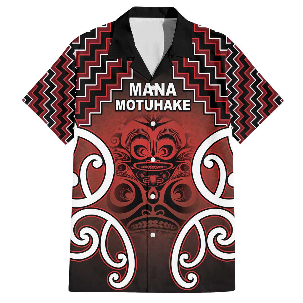 Personalised Aotearoa Mana Motuhake Family Matching Puletasi and Hawaiian Shirt Poutama With Maori Pattern LT05 Dad's Shirt - Short Sleeve Red - Polynesian Pride