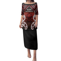 Personalised Aotearoa Mana Motuhake Family Matching Puletasi and Hawaiian Shirt Poutama With Maori Pattern LT05 Mom's Dress Red - Polynesian Pride